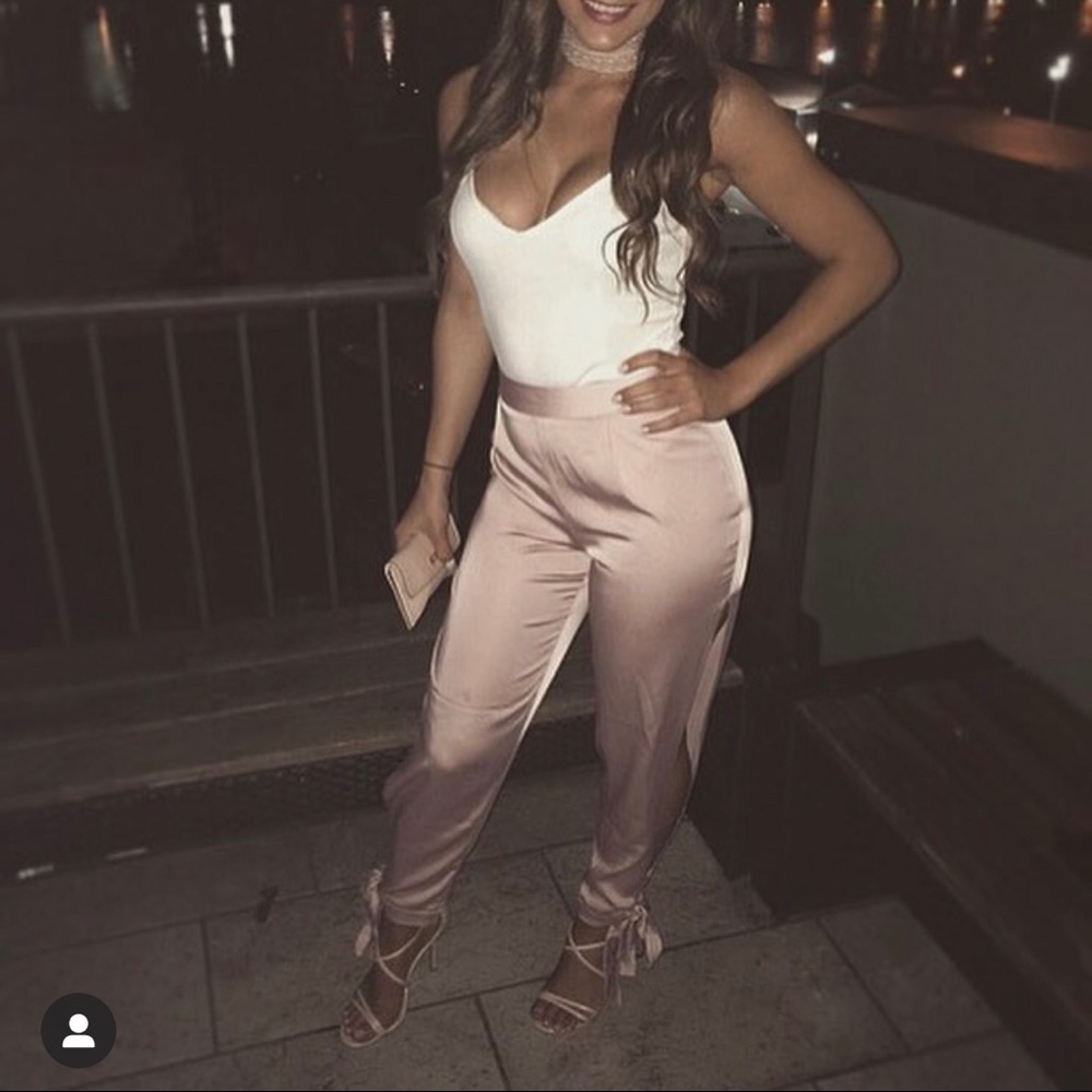 MISSGUIDED Ankle Tie Blush Pants